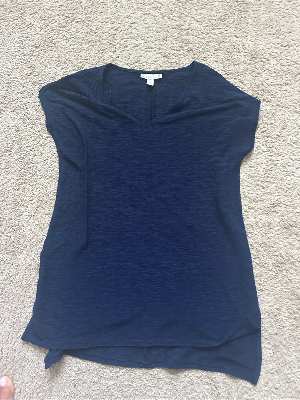 Dana Buchanan Navy V-Neck Short Sleeve Top